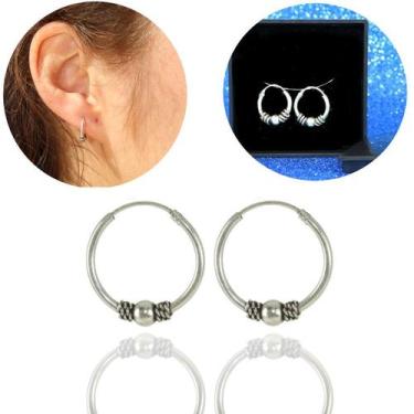 Imagem de Brinco Bali Tribal Bolinha Pequeno 11 mm Prata Legitima 925 - Lojas La