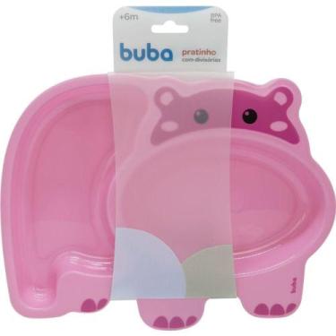 Imagem de Prato Infantil - Divisórias BPA FREE BLW - Hipopótamo Rosa - Buba