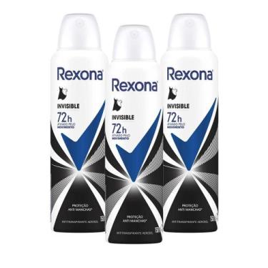 Imagem de Kit com 3 Desodorantes Antitranspirantes Aerosol Feminino Rexona Invis