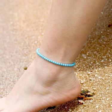 Imagem de Tornozeleira Feminina Boho Com Pedras Naturais 4mm Olho De Tigre E How
