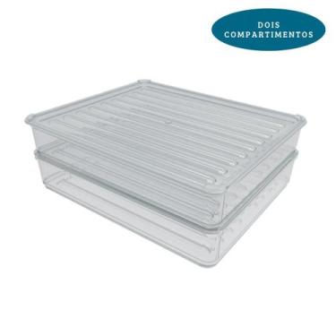 Imagem de Kit Porta Frios Presunto Queijo Kit Acrílico Resistente Com Tampa Herm