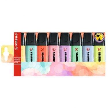 Imagem de Pincel marca texto Boss Pastel 70/8-3 - estojo com 8 cores - Stabilo