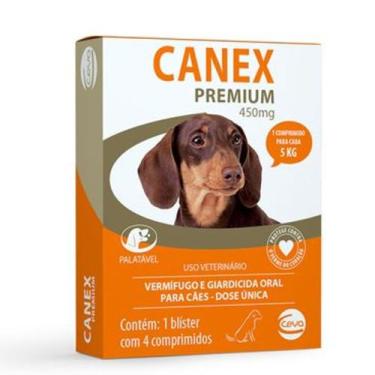 Imagem de Vermífugo Cães Ceva Canex Premium 450mg até 5kg com 4 Comprimidos