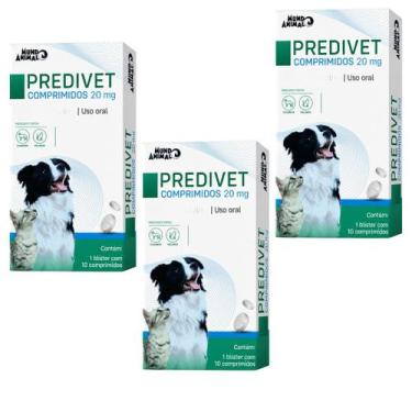 Imagem de Kit 3 Un Predivet 20mg C/ 10 Comp P/ Cães-Gatos Mundo Animal