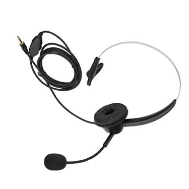 Imagem de Fone de ouvido de atendimento ao cliente, 3,5 mm Fone de ouvido de negócios de orelha única com fio macio com microfone para escritório