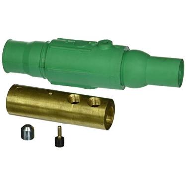 Imagem de Leviton Plugue fêmea 19D24-G, tipo cam-destacável, terminação de parafuso de conjunto duplo, ponta esférica série 19, verde