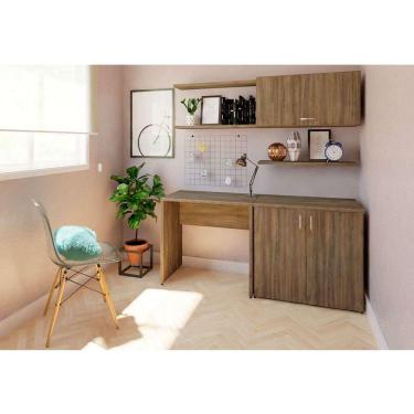 Imagem de Conjunto de Mesa com Armário de Escritório, Armário Aéreo e 3 Prateleiras Corar Ameixa Negra