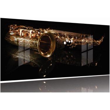 Imagem de Quadro Decorativo Reflexo Saxofone 130x60 Moldura Preta 2x2