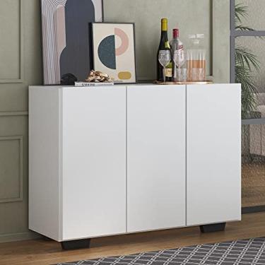 Imagem de Aparador Buffet 3 Portas com Pés Quadrados Veneza Multimóveis Mp1010 Branco/preto