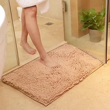 Imagem de Tapete de banheiro de chenille luxuoso, tapete de banho antiderrapante absorvente de água macio tapetes de microfibra Shagggy lavável à máquina, tapete pequeno extragrosso para banho 32 x 47 polegadas/80 x 120 cm