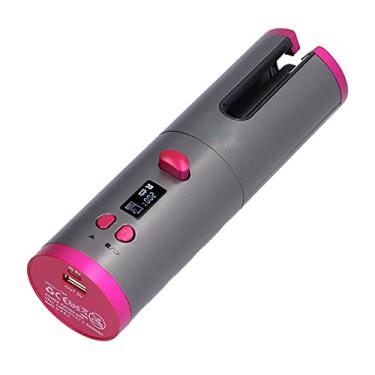 Imagem de Byged Modelador de cabelo automático sem fio, modelador giratório de cabelo elétrico recarregável portátil USB com visor LED de tamanho grande, para uso doméstico