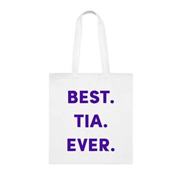 Imagem de Best Tia Ever Tote bag, Tia presente, Tia, presente para melhor tia, bolsa de ombro Tia, bolsas reutilizáveis Tia, presente para Tia de crianças favoritas, Branco