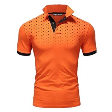Imagem de UNeedVog Camisa polo masculina slim fit casual verão manga curta gola virada para baixo camisetas polo golfe, Laranja, M