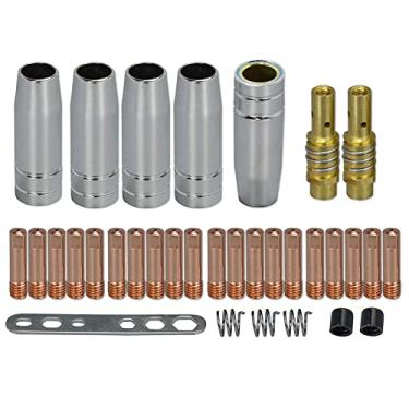 Imagem de RIVERWELD MB15 15AK Ponta de contato M6 0,08 cm 0,9 mm e suporte de pontas difusor e copo de proteção e para lanterna de soldagem MIG, 33 peças