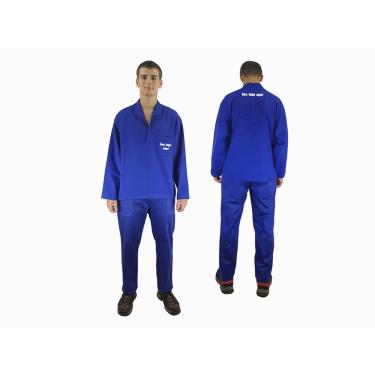 Imagem de Conjunto Brim Camisa Manga Longa e Calça Azul