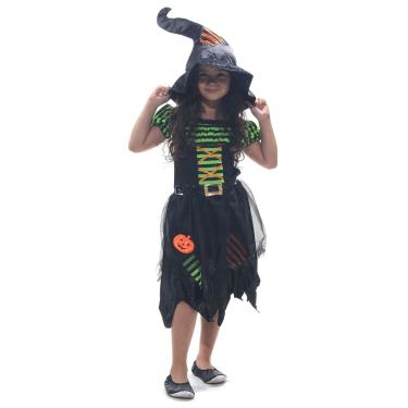Imagem de Fantasia Bruxinha Abóbora Infantil com Chapéu - Halloween
 M