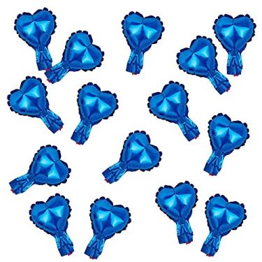 Imagem de AnnoDeel 100 pçs balões de coração azul marinho, mini balões de mylar de coração azul marinho de 12,7 cm para dia dos namorados casamento casamento foto tiro casamento decoração festa oceano