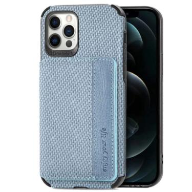 Imagem de ZiEuooo Capa protetora para Samsung Galaxy Note 20 M23 M33 M53 M62 F62 5G Pop Cool Suporte de cartão TPU Capa de telefone magnética exclusiva com textura de fibra (azul, nota 20)