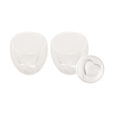 Imagem de Cj 2 Copos P/Café de Vidro C/Parede Dupla Heart 80ml Lyor