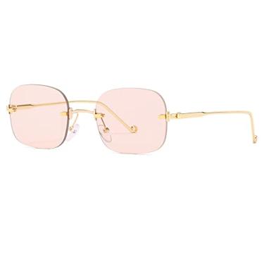 Imagem de Óculos de sol sem aro pequenos da moda femininos retro punk óculos de sol quadrados masculinos tons gradientes designer uv400 óculos, 8, tamanho único