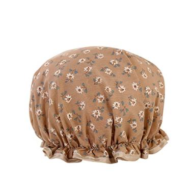 Imagem de Touca De Banho De Banho Chapéu De Banho Com Banda Elástica De Dupla Camada Reutilizável À Prova D'água Para Chuveiro De Salão De Spa