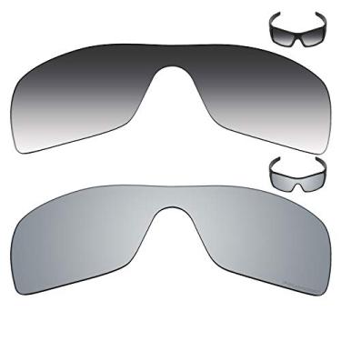 Imagem de Mryok+ 2 pares de lentes polarizadas de substituição para óculos de sol Oakley Batwolf – Cinza dégradé tingido/prata titânio