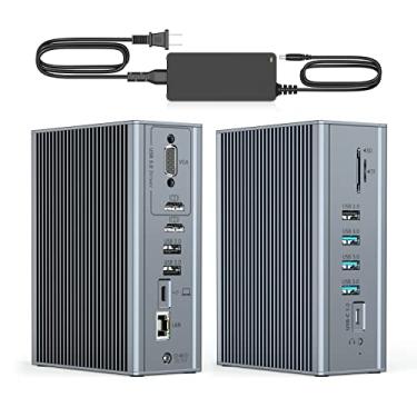 Imagem de Estação de ancoragem USB C com monitor duplo, base USB C 15 em 1 Dual HDMI, estação de ancoragem universal para laptop com fonte de alimentação de 65 W, VGA, 4 USB 3.0, SD/TF, Ethernet para MacBook Pro/Air, Dell, HP, Surface, Lenovo