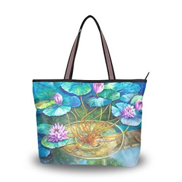 Imagem de Bolsa feminina com alça superior para pintura de monet's Water Lily Lago, bolsa de ombro, Multicolorido., Medium