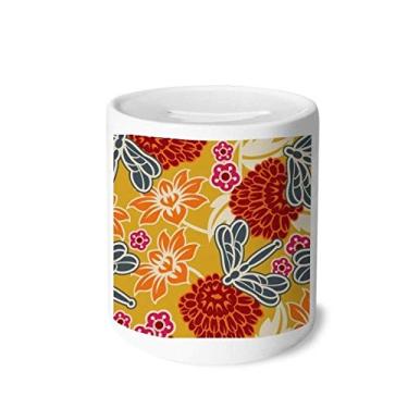 Imagem de DIYthinker Caixa de dinheiro chinesa estilo japonês com estampa de flores asiáticas, porta-moedas de cerâmica, presente de cofrinho