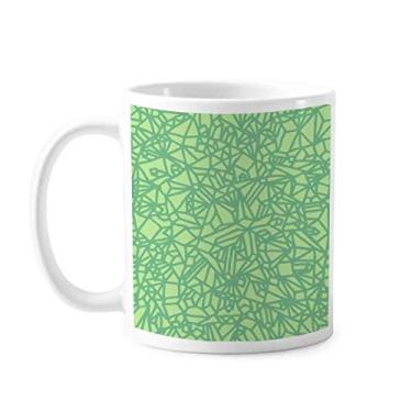 Imagem de Estampa verde linhas entrelaçadas Caneca abstrata cerâmica café porcelana xícara talheres