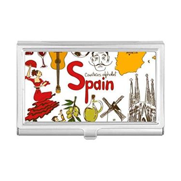 Imagem de Porta-cartões de visita com bandeira nacional da Espanha Landscap