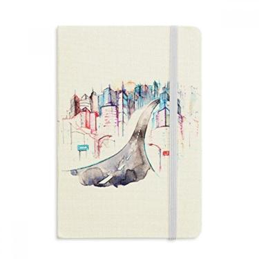Imagem de Caderno de aquarela com capa dura de tecido oficial da City Building Highway Streetlight