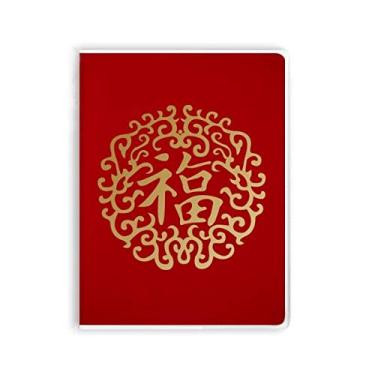 Imagem de Caderno de anotações com símbolos ricos chineses dourados com capa macia Diário