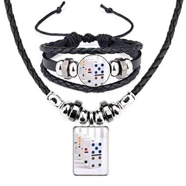 Imagem de Conjunto de joias Pai Gow Dominoes Dice Gambling Leather Necklace Bracelet