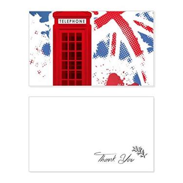 Imagem de Bandeira de Londres da Grã-Bretanha, Reino Unido, cabine de telefone vermelha, cartão de agradecimento, papel de aniversário, agradecimento de casamento