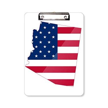 Imagem de Arizona Mapa dos EUA Estrelas Listras Bandeira Forma Prancheta Pasta Bloco de Escrita Placa de Apoio A4