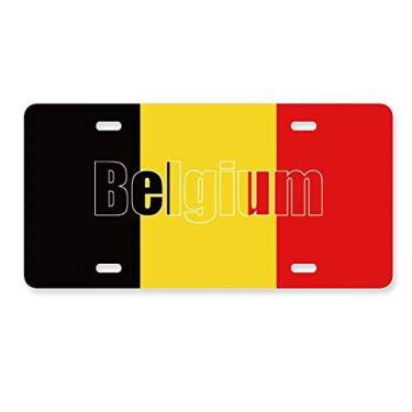 Imagem de DIYthinker Placa de carro com nome da bandeira da Bélgica em aço inoxidável para decoração de carro