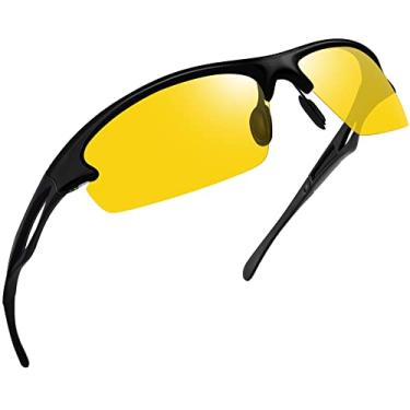 Imagem de Joopin Óculos de Sol Esportivos Polarizados para Masculino, Óculos de Sol TR90, Óculos de Sol para Ciclismo Ao ar livre Óculos para Homens Proteção UV (Visão Noturna Moda)