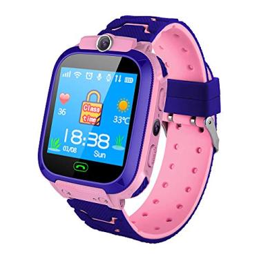 Imagem de CIADAZ Relógio de telefone inteligente para crianças com slot para cartão SIM Tela sensível ao toque de 1,44 polegadas Smartwatch infantil com função de rastreamento por GPS, bate-papo por voz, fotogr