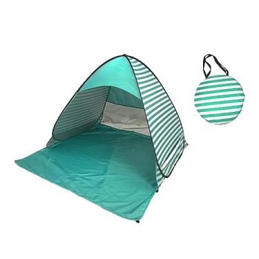 Imagem de Tenda pop-up Tenda de praia Proteção solar de praia Proteção solar leve Proteção solar de fácil configuração Abrigo solar Cabana rápida para quintal, Listras Verdes L