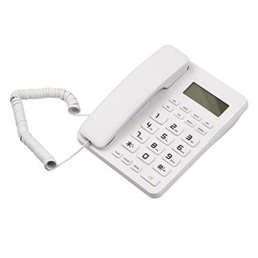 Imagem de Telefone Fixo com Fio Desktop Telefone Fixo Botão Grande para Idosos Telefone com Visor LCD Mudo/Pausa/Espera/Flash/Rediscagem/Mãos Livres Funções para Home Hotel Office Bank Call Center