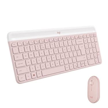 Imagem de Combo Teclado e Mouse sem fio Logitech MK470 com Design Slim, Digitação e Clique Silencioso, Mouse Ambidestro, Conexão USB e Pilhas Inclusas - Rosa
