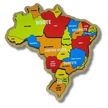 Imagem de Liz KO Quebra Cabeça Mapa Do Brasil por Regiões Em Madeira Infantil Educativo Didatico