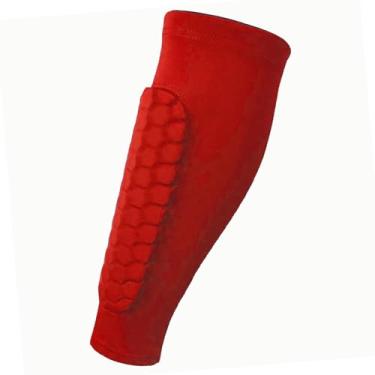 Imagem de Dynwave Caneleiras de futebol meias mangas de perna de futebol confortável flexível joelheira compressão bezerro mangas para atleta crianças adulto, vermelho M