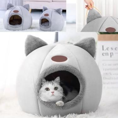 Imagem de Caminha Iglu Cabana LUXO CAMA Toca Pet Veludo ALMOFADA PELUCIA Gato CACHORRO Tenda FECHADA BARRACA ACABAMENTO PREMIUM Pet M 37X37X35 CASA MULTIUSO