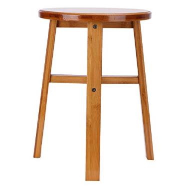 Imagem de Small Bamboo Stool, Multipurpose Low Stool Children Bench for Home Living Room Supplies(M Round)