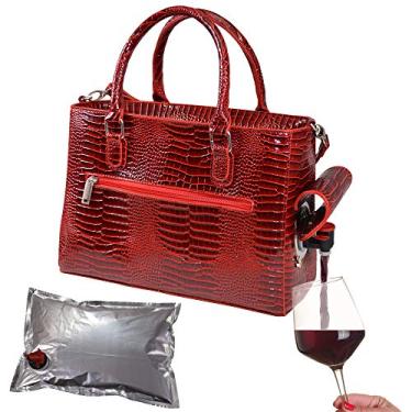 Imagem de Bolsa de vinho isolada e oculta com bolsa de vinho descartável – Primeware Drink Base, Tailgate, Festa, BYOB portátil e sacola de vinho moderna para festas em movimento, Red Croc, 1