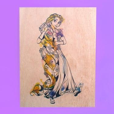 Imagem de Quadro Rapunzel Princesa Disney Aquarela