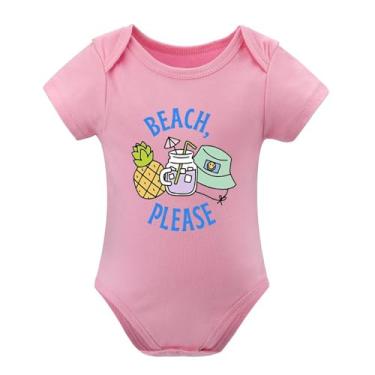Imagem de SHUYINICE Macacão infantil engraçado para meninos e meninas macacão premium recém-nascido macacão praia por favor bebê, rosa, 6-9 Months