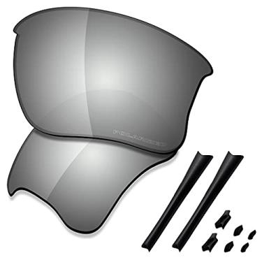 Imagem de SAUCER Lentes de reposição premium e kits de borracha para Oakley Flak Jacket XLJ | Óculos de sol Flak Jacket XLJ Low Bridge Fit High Defense - Metal cromado polarizado